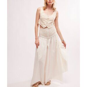 Free People Bella battenburg Cream Maxi Skirt